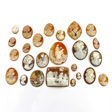Antique Cameo Shell Female Portrait 12-56mm Brooch Pendant Pin Lot of 25#M1368-2