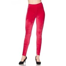FIX 2X - 3X Size Womens Solid Brushed Velour Velvet Leggings Fuchsia