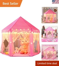 Princess Castle Play Tent for Girls - Large 55'' x 53'' Playhouse with Star L...