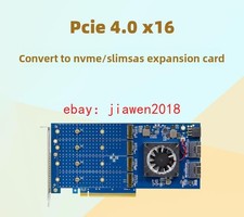 PCIe4.0 X16 to 4 Port M.2 Adapter 2 Slimsas or NVMe SSD,With PEX88048