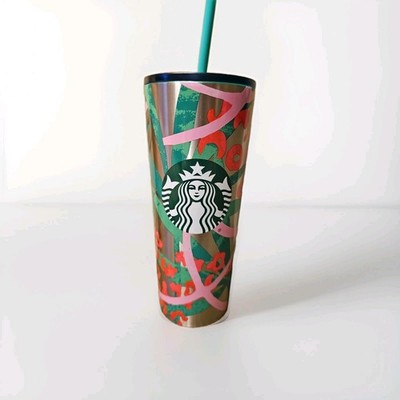 Starbucks 24oz Stainless Steel Leopard Jungle Pink Green Cold Tumbler 2021 New!
