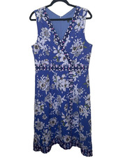 Chris McLaughlin Dress Womens 14 Blue Floral Midi Cottage Garden  Summer