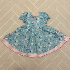 SweetHoney Aqua Dress with Pink gingham accent Girl’s Size 5Y