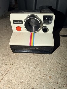 Vintage Polaroid One Step Land Camera White With Rainbow- Untested - One Owner