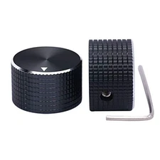  2Pcs Guitar Knobs,Electronic Control Potentiometer Knobs, Black Aluminum 