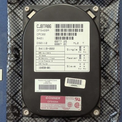 Conner CFS420A 340MB 3.5'' IDE Internal Desktop HDD Black 164830-001 94119-002