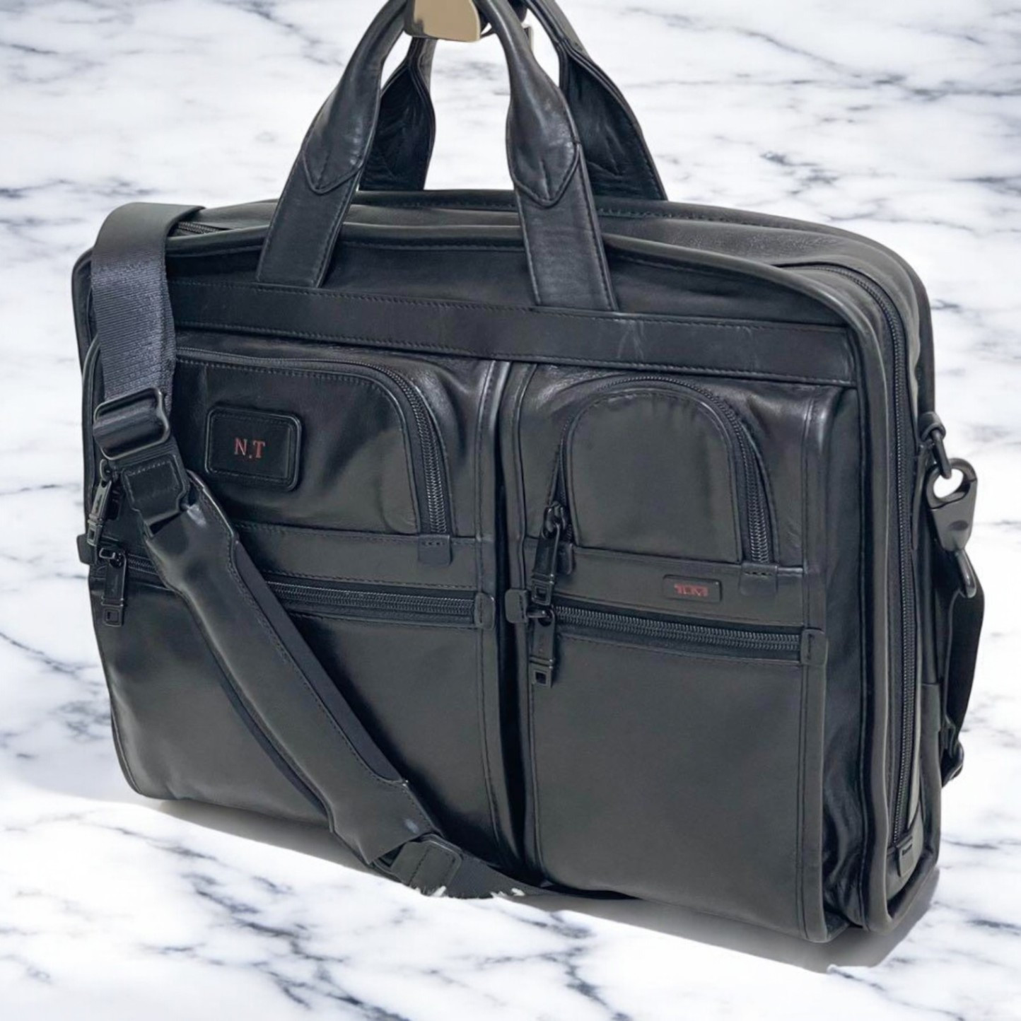 Tumi Alpha 2 Leather Briefcase 2Way Business Bag Black Tumi Alpha 2 Leather Briefcase 2Way Business Bag Black