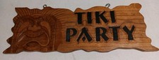 VTG Handcrafted Carved Wood Hawaiian Tiki Party Bar Sign Wall Hanging 23 x 8.5"