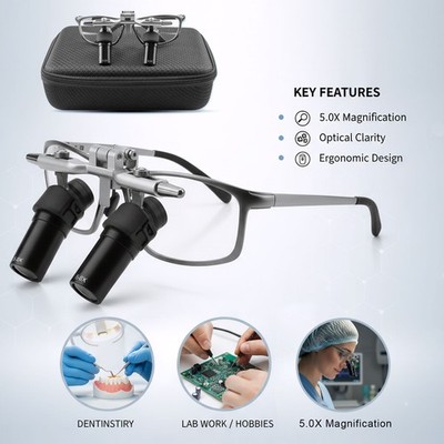 5.0X Dental Surgery Magnifier Binocular Ergo Loupe Magnifying Optical Glass ENT
