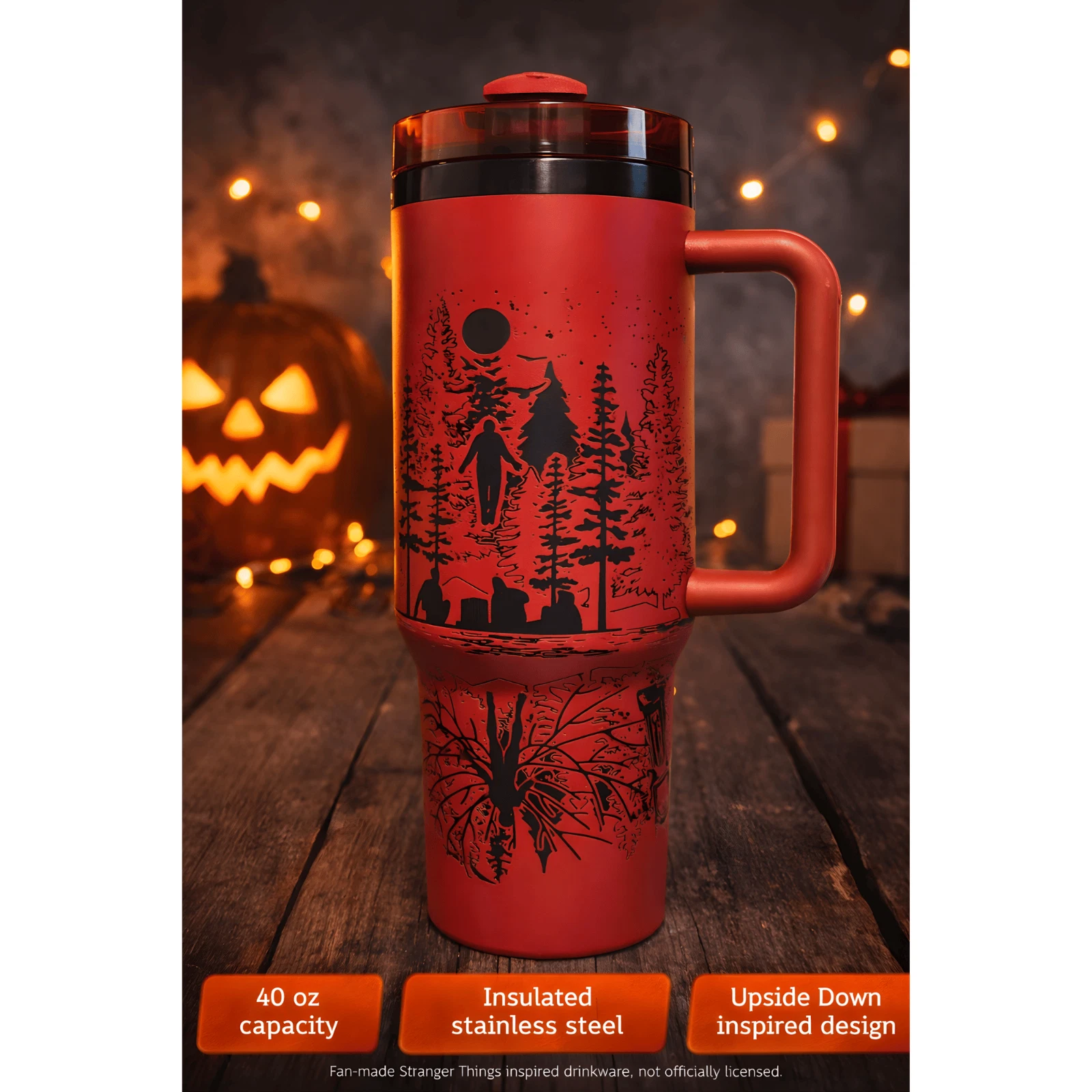 Stranger Things Inspired 40 oz Tumbler | Red & Black