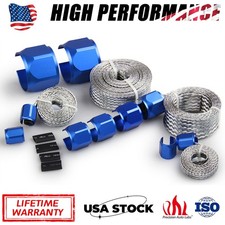Radiator Hose Sleeving Stainless Steel Braided Dress-up Hose Cover Kit Blue Radiator Hose Sleeving Stainless Steel Braided Dress-up Hose Cover Kit Blue