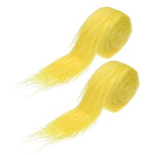 2 Pcs 59" x 2" Fluffy Plush Faux Fur Fabric Precut Strips, Yellow