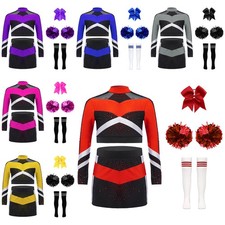 Kids Girls Dancewear Competitions Outfits Performance Dance Skirt Set Crop Top