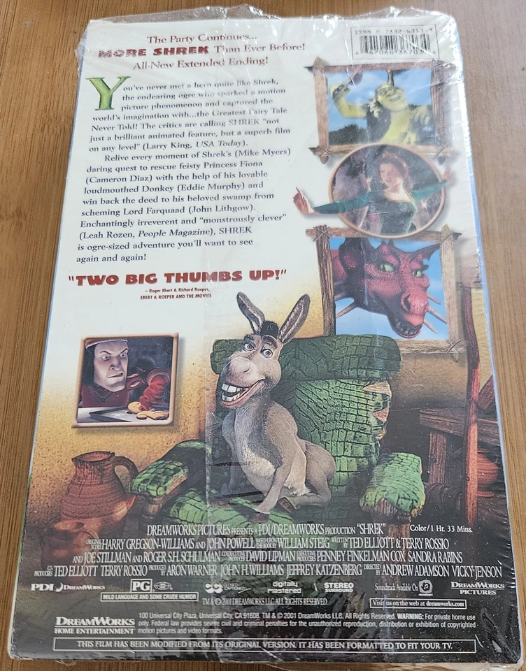 Shrek (VHS, 2001) Special Edition Big Box New Sealed  - Image 2 of 2