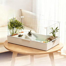 Turtle Glass Tank - Aquarium with Platform for Pet Turtle  Reptile Habitat
