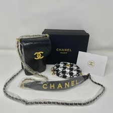 CHANEL Beauty Black Makeup Bag on Chain + Tweed Pouch Set (VIP Gift with Box)