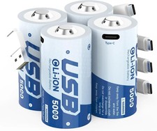 4 Pack 5000mWh 1.5V Rechargeable C Lithium Batteries with USB-C Charging Cable