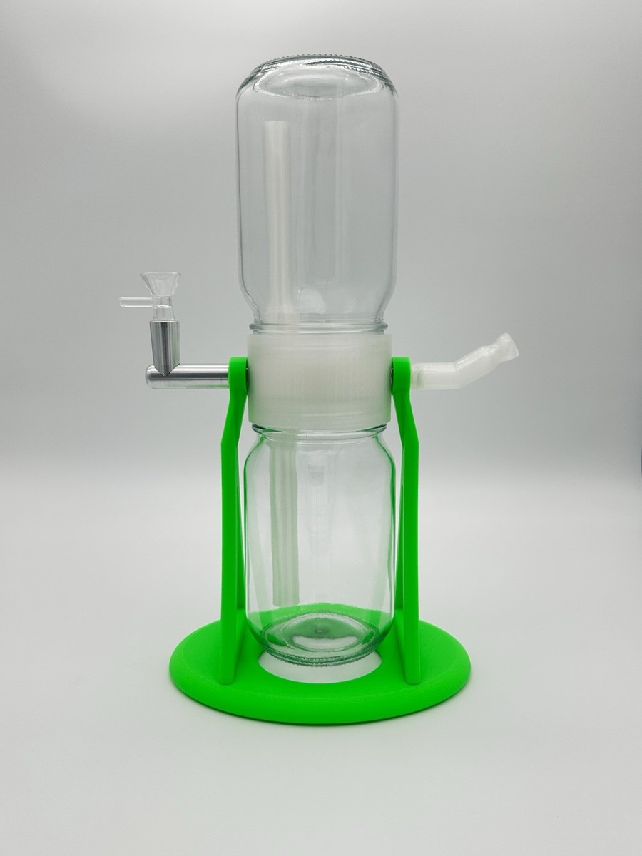 360 Rotating Gravity Bong/Hookah Water Pipe. Neon Lime Green/Clear