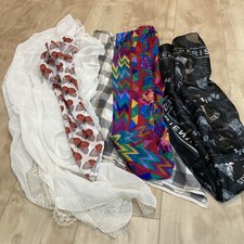 Lot of Vintage Scarves Head Wraps Purse Tie Scarf Mixed Lot Of 5