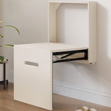 Wall Mounted Folding Stool Space Saving Entryway Stool Shower Seat Chairs White