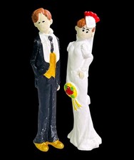 Statuine vintage sposi 6' ceramica dipinte a mano matrimonio cake topper coll