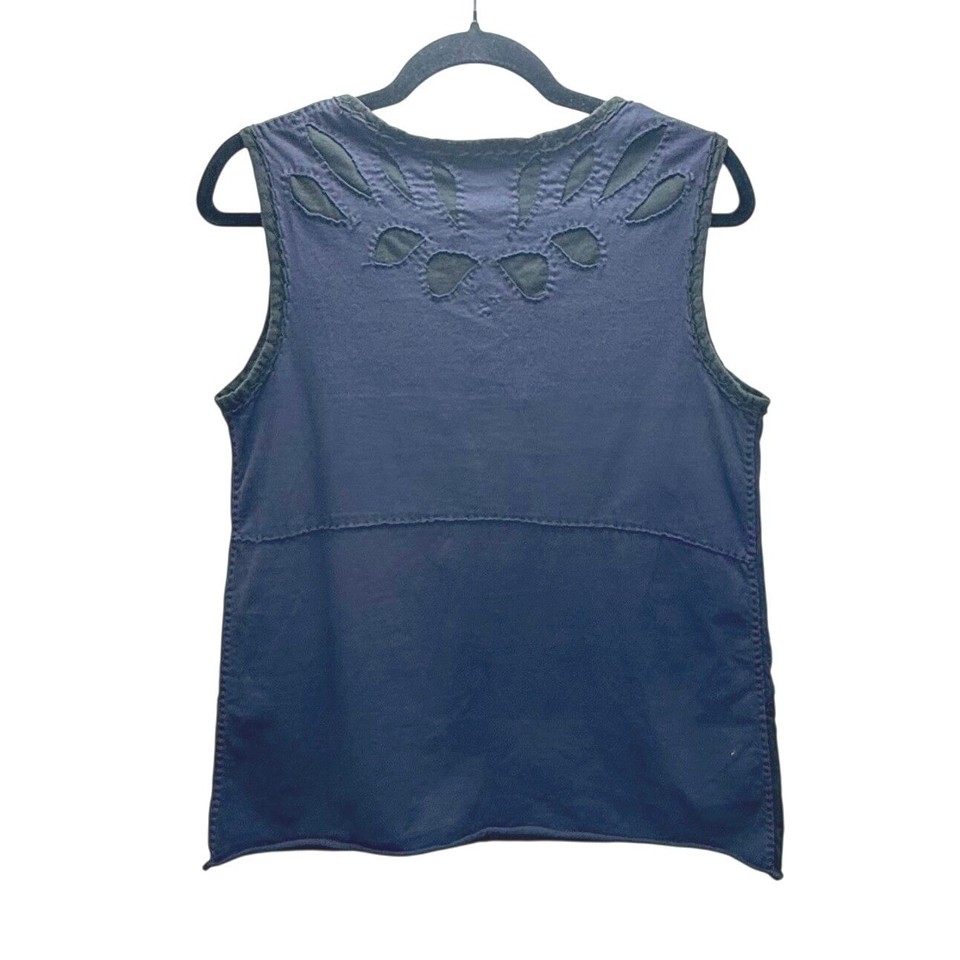 Alabama Chanin Style Tank Top Small Black Reverse Applique Hand ...