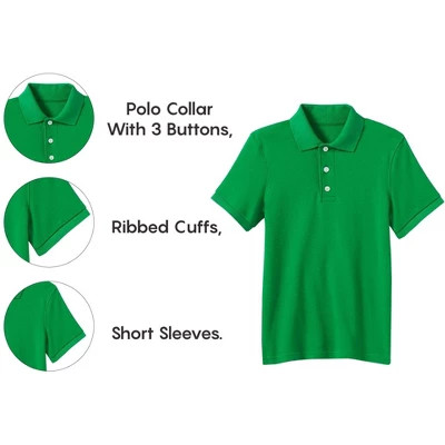 Galaxy by Harvic Boy's School Uniform Polo-5 Pack-Kelly Green, 16 - Picture 2 of 4