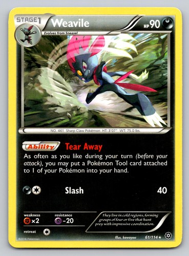 Pokemon Weavile 61/114 Rare Steam Siege HP
