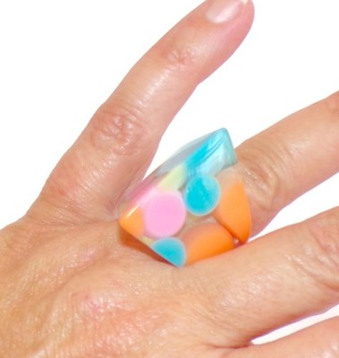Sobral Petit Boules Equilibrio Polka Dot Inclusion Artist Made Ring Size 6.75