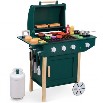 Best Choice Products Kids Wooden BBQ Grill Playset Toy w/ 28 Accessories