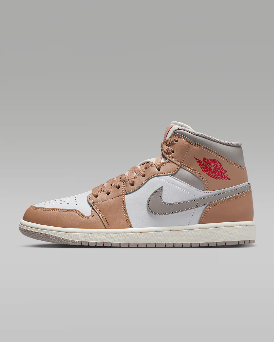 New Nike Air Jordan 1 Mid Shoes - Hemp/ Red (DQ8426-200) | eBay