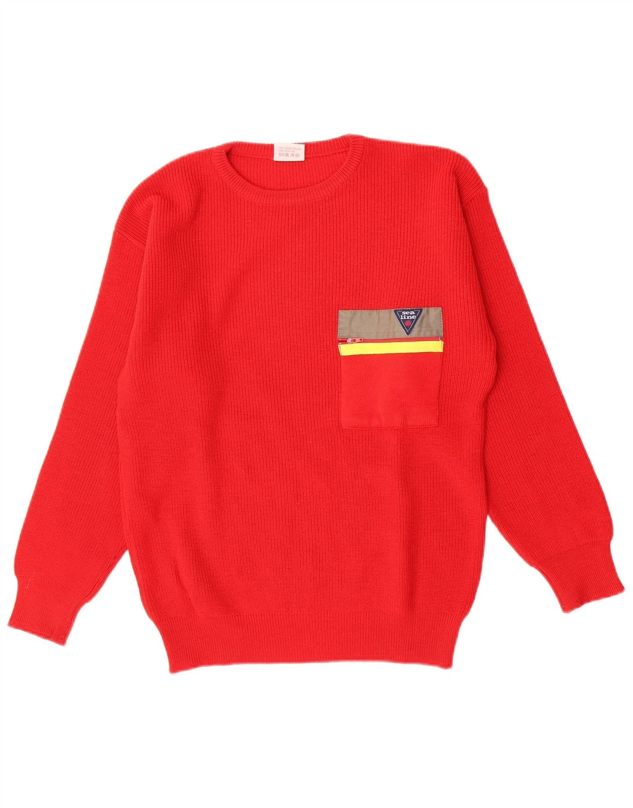 Vintage Mens Crew Neck Jumper Sweater Medium Red Virgin Wool DH09