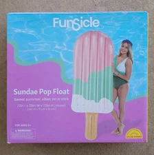 72" x 28" New FunSicle Sundae Pop Float Inflatable Pool Floatie