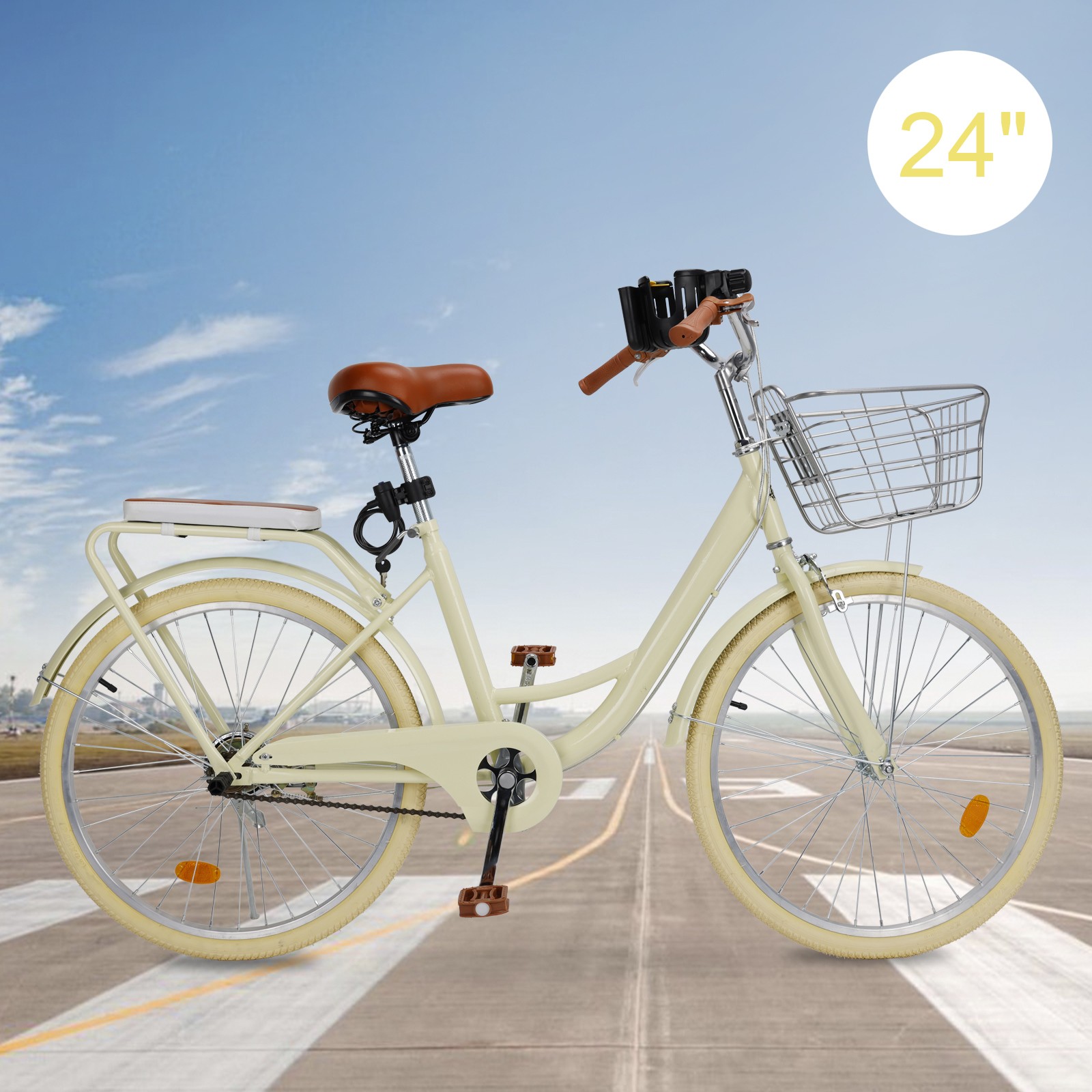 Women Bike With Water Cup Holder Yellow #