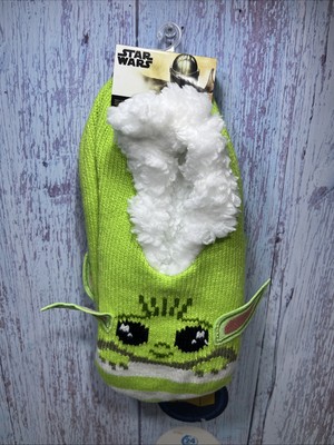Baby Yoda Mandalorian Unisex Fuzzy Babba Sherpa Slippers NWT 5-9