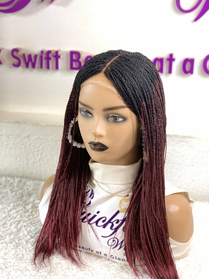 Peluca trenzada de cierre de 2" por 4" peluca trenzada hecha a mano Ombré torcida Foto 2 de 4