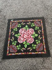 VTG Harley Davidson Bandana Scarf Biker USA Made 80s Rose Black Motorcycle