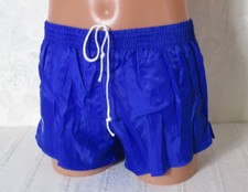 Nylon Pants True Vintage ERIMA Retro Glanz Shorts 4 S Blau 80-er Kurz Sporthose 