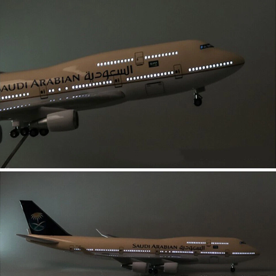 1:150 Saudi Arabian Airlines Boeing B747 modelo avión adorno con luz y rueda Foto 4 de 4