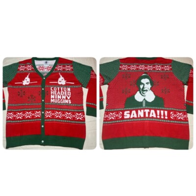 Elf Movie Ugly Cardigan Sweater New XXL Buddy Button Down