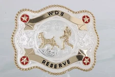 SILVERTONE GOLDTONE MONTANA SILVERSMITH WDS RESERVE GOAT RODEO BELT BUCKLE 9749