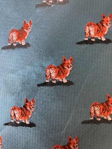 Wild Ties Men's Necktie Tie Microfiber Blue Corgi Dog All Over Woven 66" NWT - Picture 3 of 8