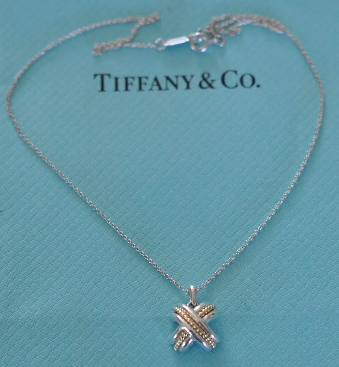 Tiffany & Co. Diamond Signature 'X' Pendant / Necklace in 18k Yellow G -  Bloomsbury Manor Ltd