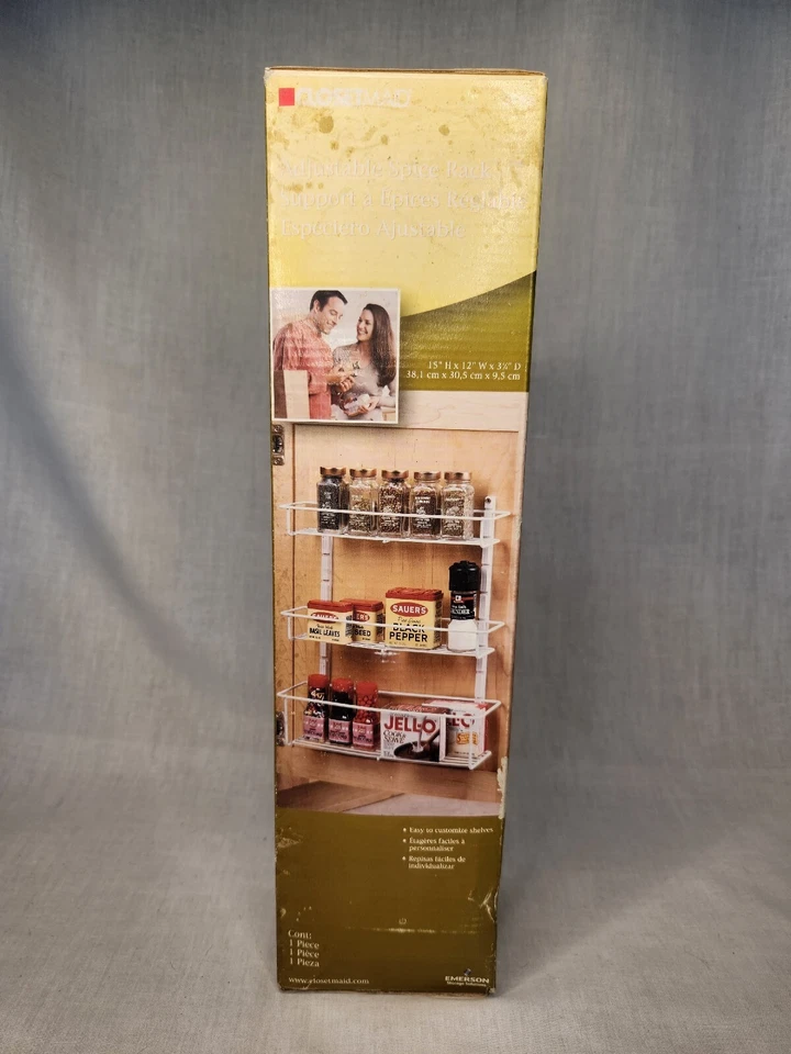 ClosetMaid Ajustable 3 Estantes Estante de Especias Organizador Gabinete/Montaje en Pared Antiguo Stock Foto 3 de 4