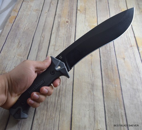KERSHAW "CAMP 10" FIXED BLADE HUNTING KNIFE MACHETE BLACK FRN SHEATH RAZOR SHARP - Picture 5 of 8