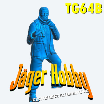 TG64B 1/32 Vosper MTB Model Crew Figur - Smoking Pipe, Holding Fernglas, Subm