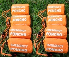 8 Pcs Outdoor Emergency Poncho Raincoat, Survival Camping Bivvy Blanket Whistle