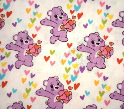 Care Bears Hearts Fabric 14'' by 12'' Crafting Sewing Character Piece 