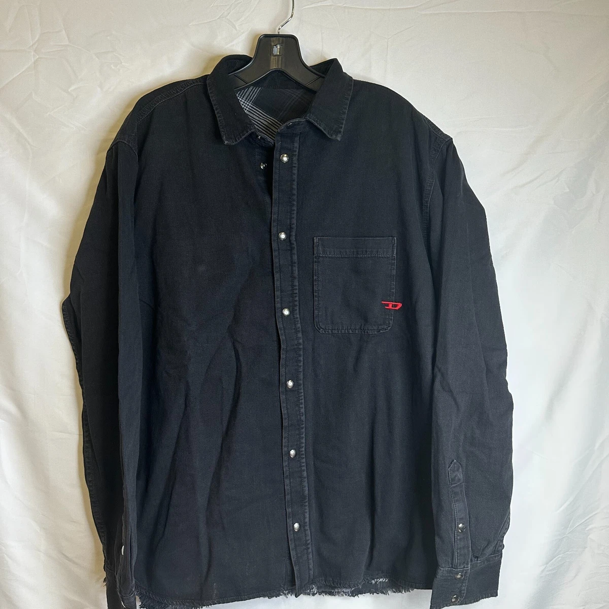 Diesel Only the Brave Mens Black D WEAR B1 Long Sleeve Denim Dress