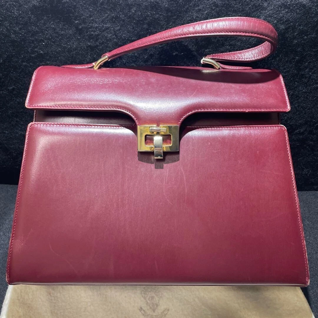Authentique sac à main Gucci vintage vin rouge cuir femme bag Italie avec dust bag